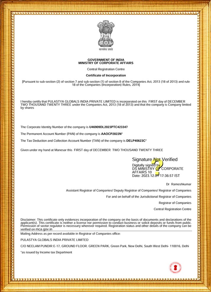 Certificate of Incorporation